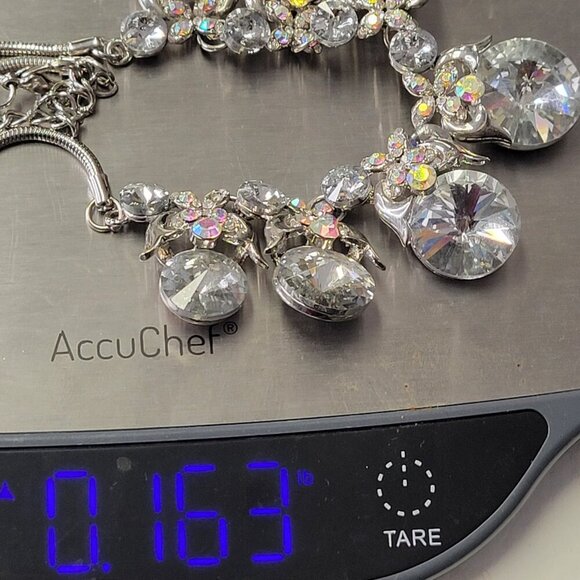 Vintage Clear Crystal Rhinestones Silvertone Necklace - Picture 12 of 12